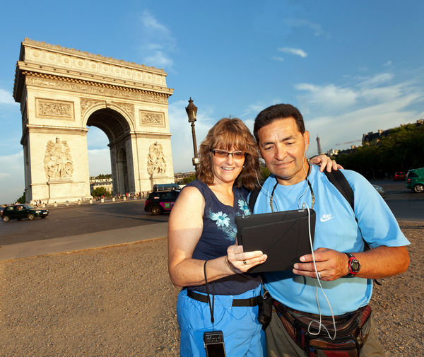 Following an audiotour at Arc de Triomphe, Paris, France